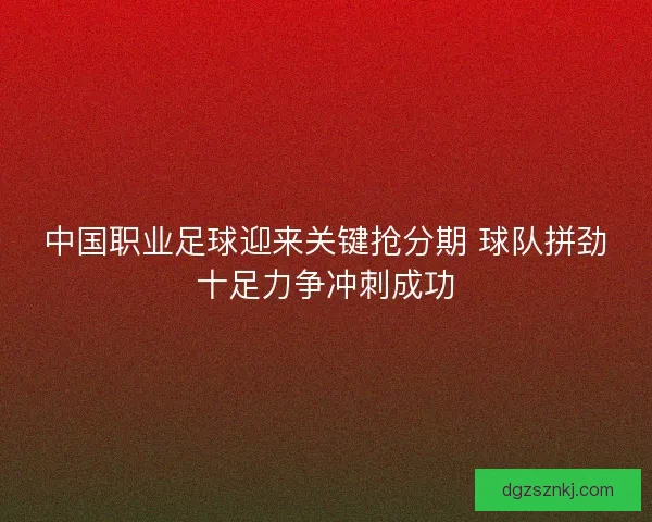 中国职业足球迎来关键抢分期 球队拼劲十足力争冲刺成功