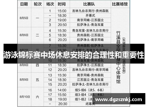 游泳锦标赛中场休息安排的合理性和重要性